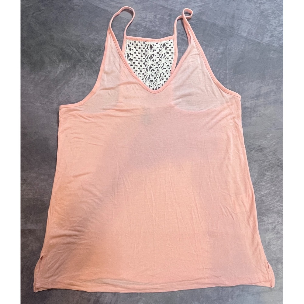 Old Navy Tank Top Womens Medium Peach Boho Crochet Racerback Sleeveless V Neck